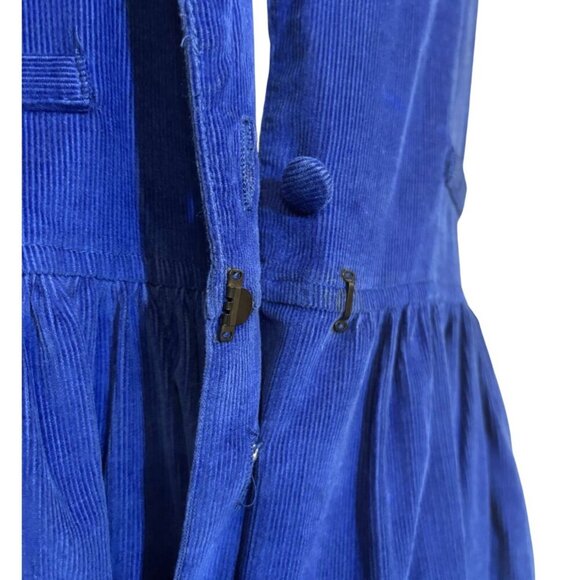 Vintage Talbots' Blue Corduroy Sleeveless Button Front Midi Dress Pockets 10 - Picture 7 of 10